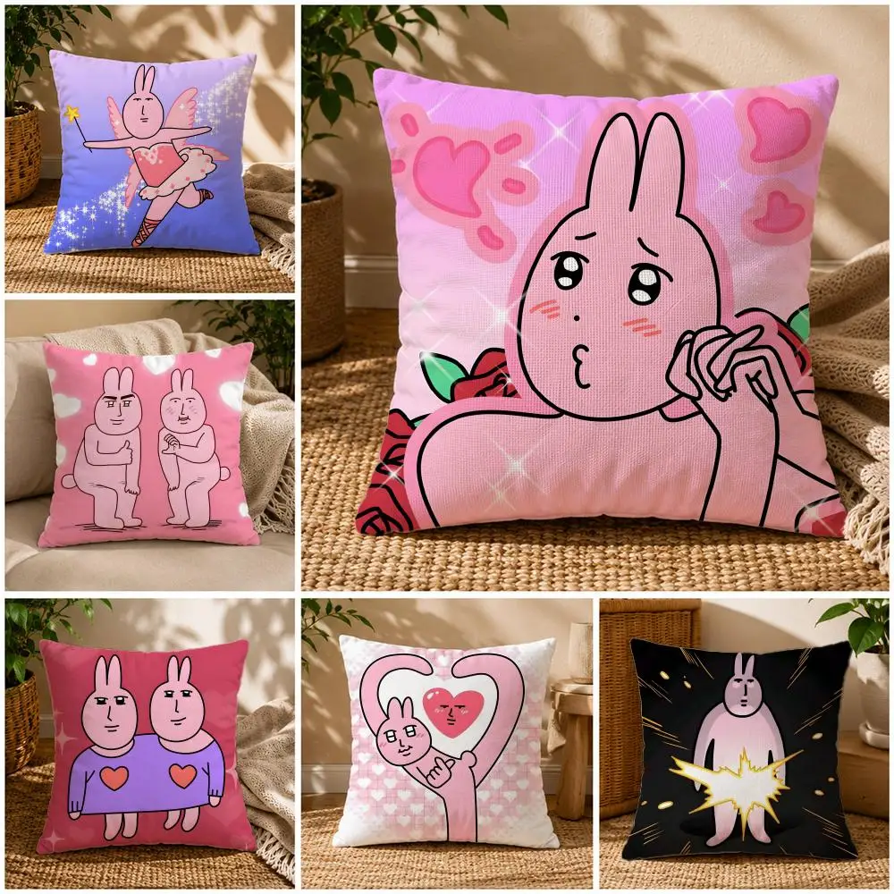 IP-my friend rabbitS Cushion Cover Soft Short Plush Zippered Cushion Covers 40/45/50cm Square Decor for Sofa Home