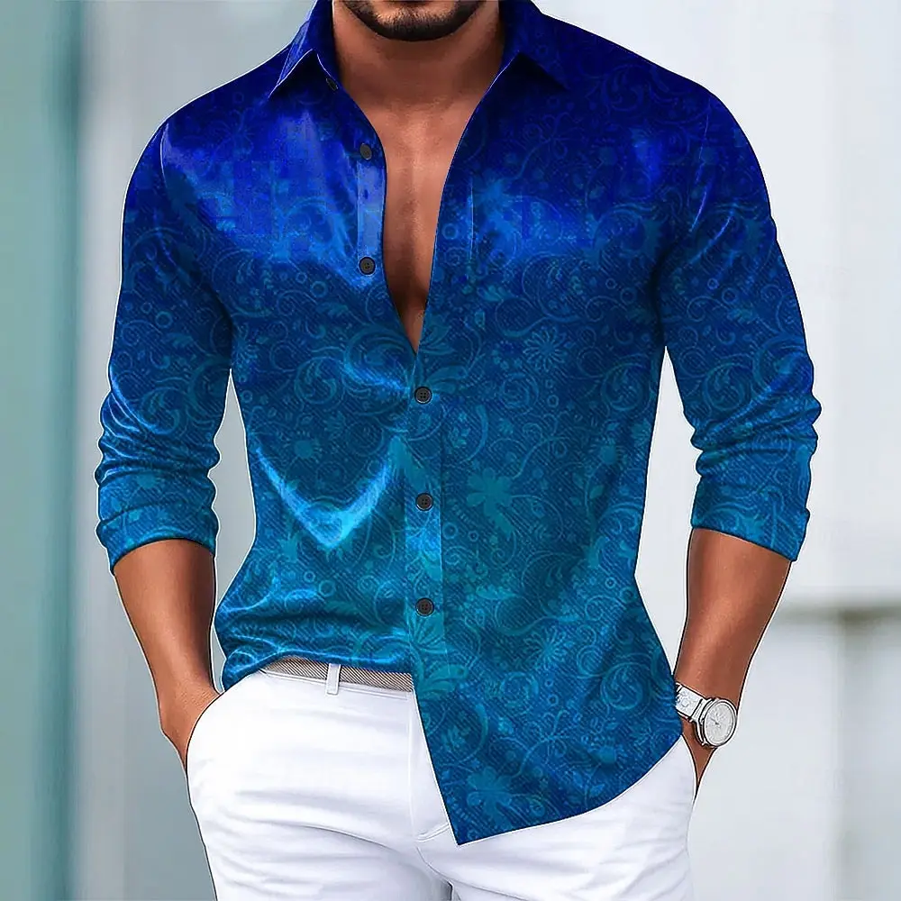 Paisley Floral Print Men's Ethnic Shirt Fashion 3D Printed Shirt Button Up Shirt Casual Long Sleeve Shirt Street Blouse For Mens