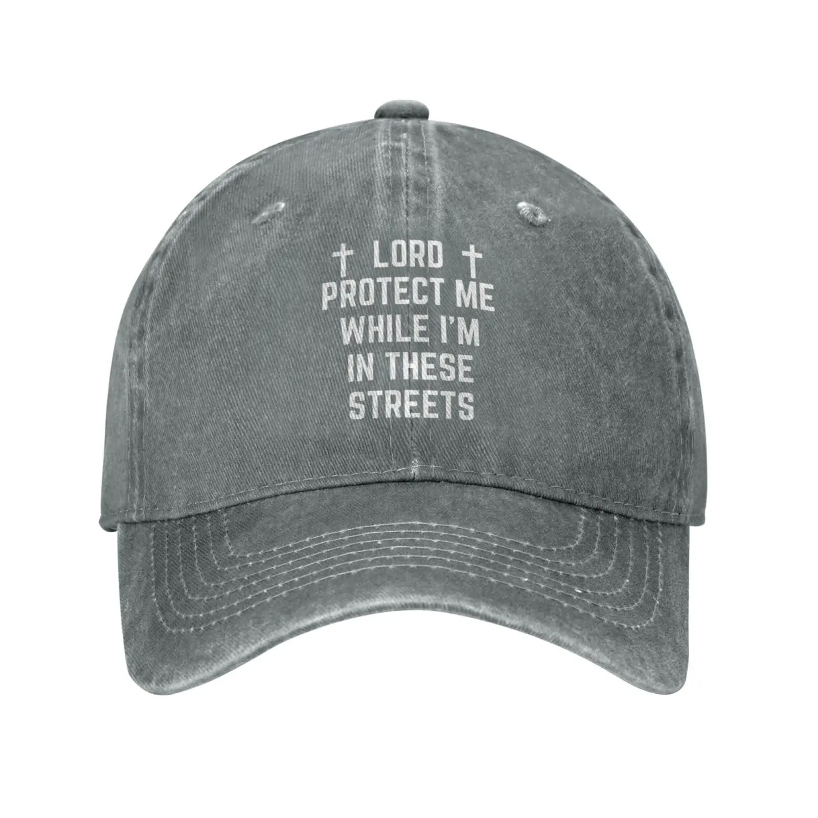 Lord Protect Me While Im in These Streets Hat Christian Hat Trucker Hat for Men Women Dad Baseball Cap Gray