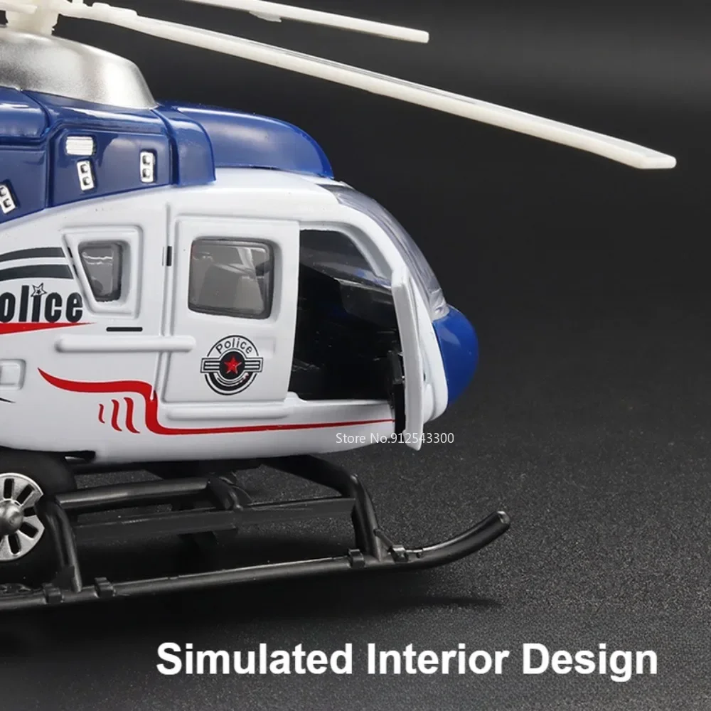 Public Security Command Helicopter Model Car Toys Musical Pull-back Propeller Rotation Aircraft Airplane Models Child Gifts