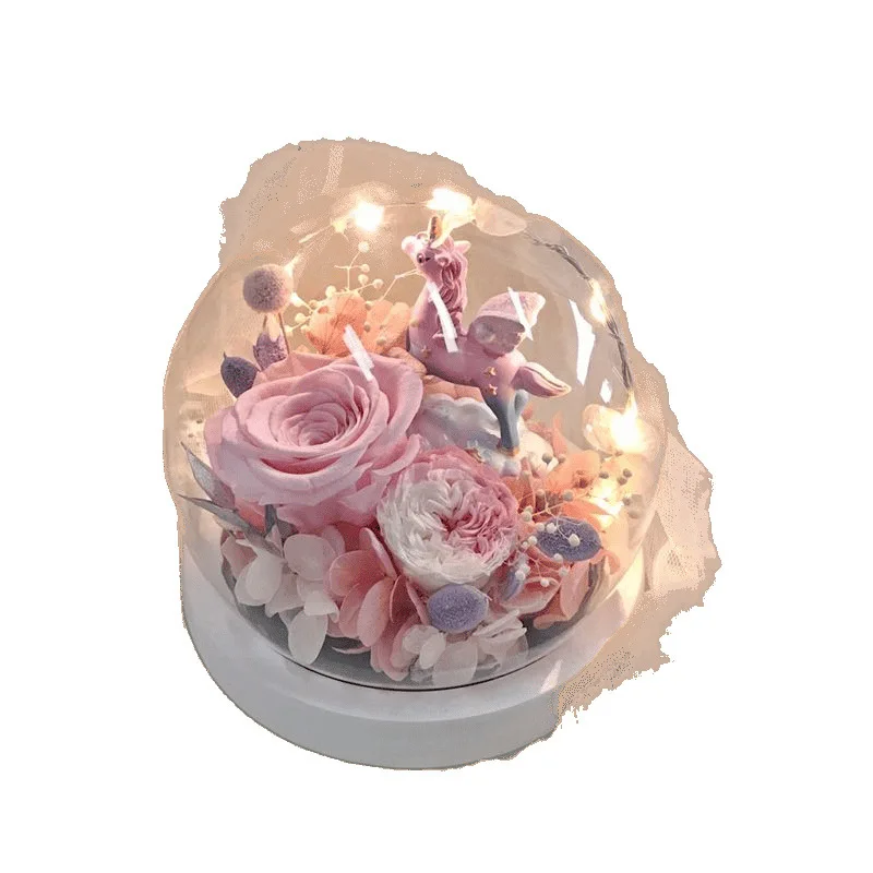 

Eternal flower rose real flower DIY birthday confession gift for girlfriend acrylic gift box ornament