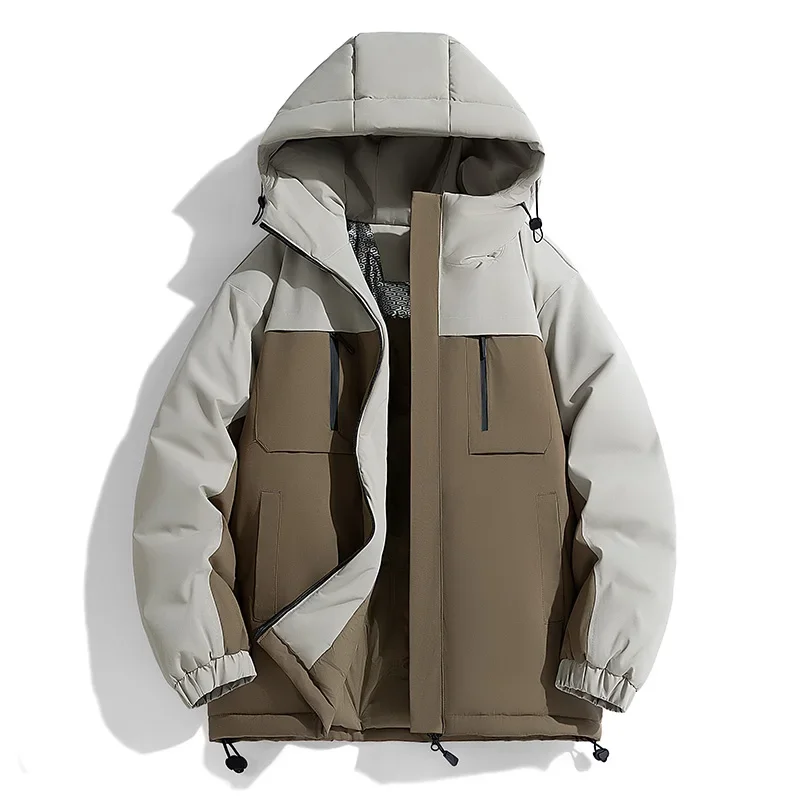 

2024 Men's Down jacket Fashion Windproof and Wear-resistant Hooded Hiking Travel Coat Solid Color Simple Style Couple's Coat 4XL