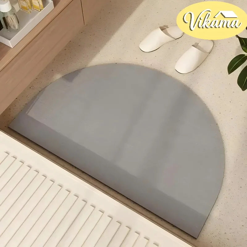 VIKAMA Semi-Circular Solid-Colour Doormat Absorbs Water & Dries Quickly Entrance Hallway Doormat Bathroom Mat Home Decor