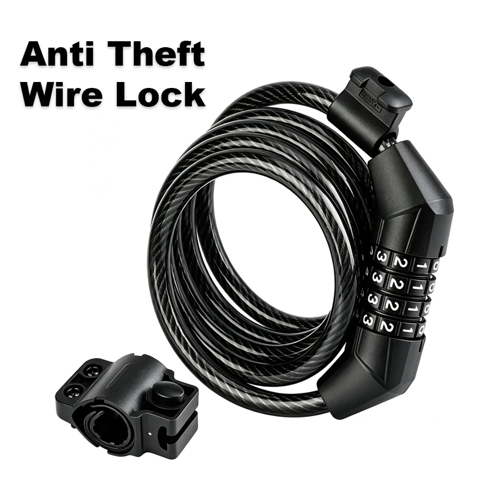 Bike Lock Bicycle Accessories 4/5 Digit Metal Anti-theft Password Lock For Mountain Bike, Road Bike& Scooter Steel Wire Lock