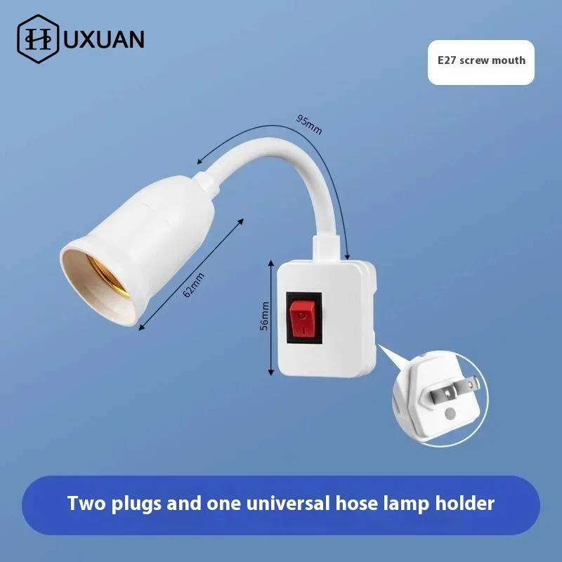 1PC US Plug To E27 Lamp Base Conversion Led Light Wall Flexible Lamp Holder Converter With Switch Led Head Bulb Socket
