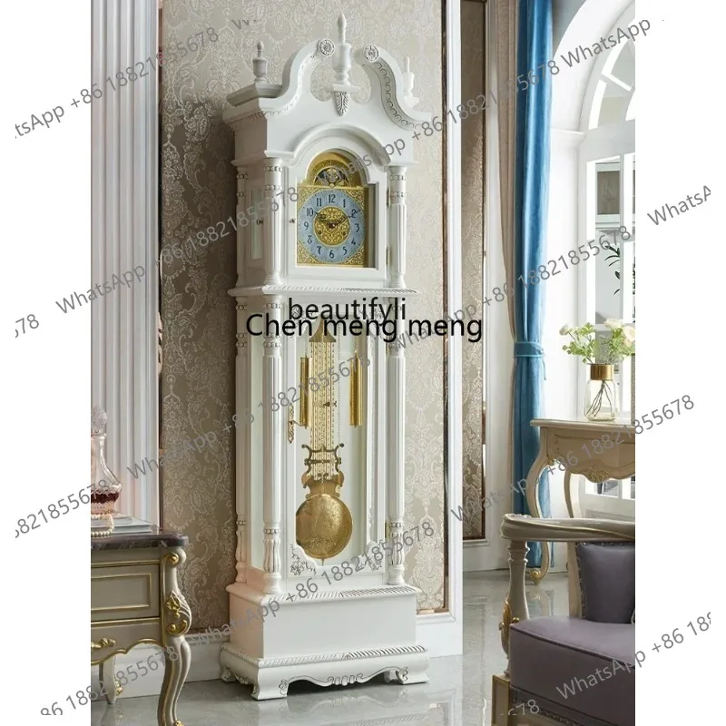 

LHY26 ssEuropean Style the Grandfather Clock Living Room Villa Retro White Vertical Large Pendulum Clock Polaris Luxury Clock