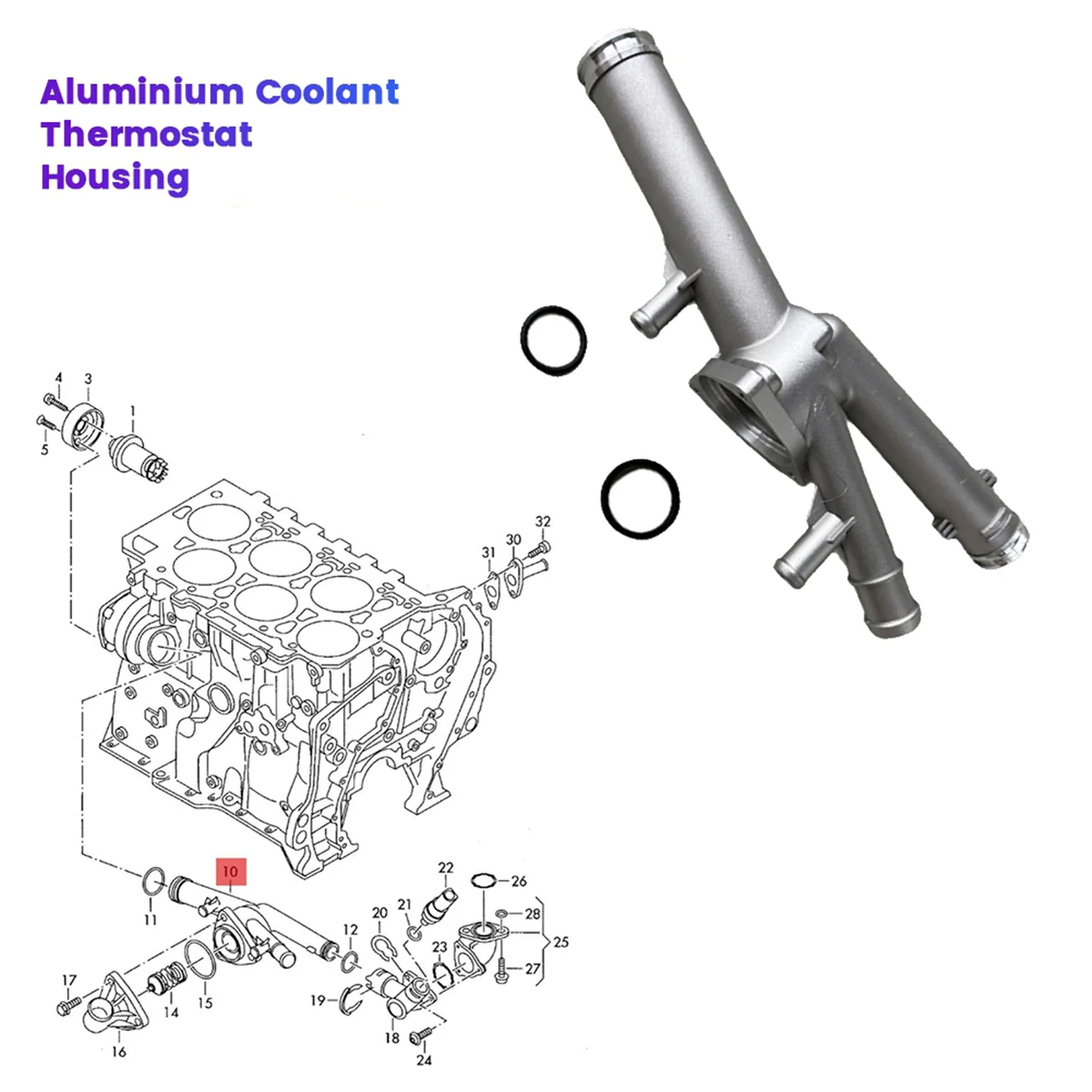 03H121117A Thermostat Housing for Audi Q7 VW CC Passat Touareg 2007-2011 03H-121-117 Engine Coolant Thermostat