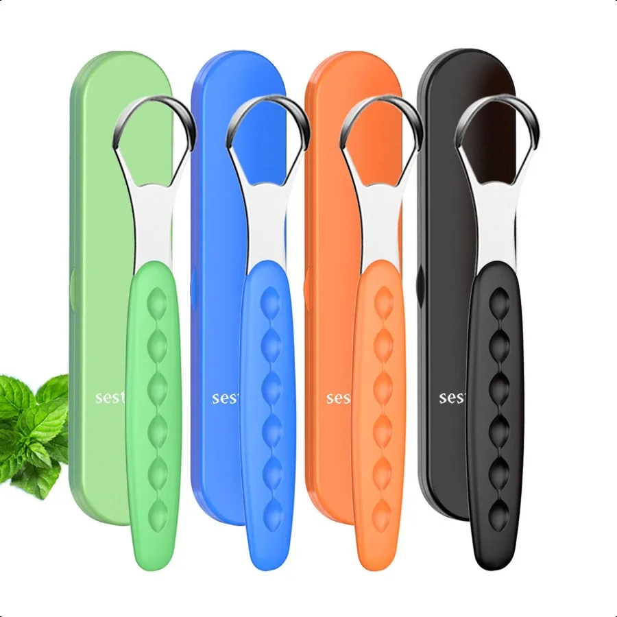 

New Version Tongue Scraper Cleaner for Adults and Medical Grade Metal Tongue Brushes Set for Fresh Breath Dental Eliminate Bad