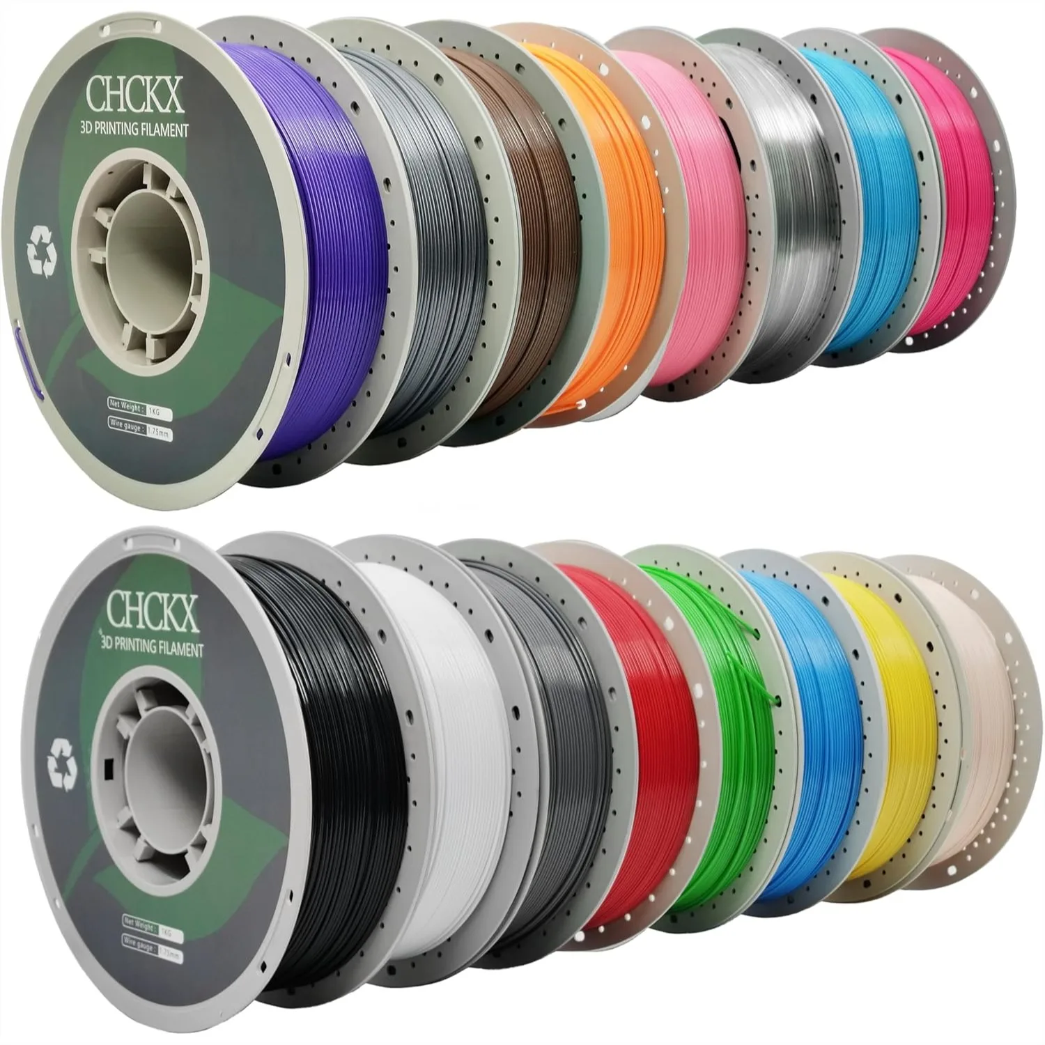 

PETG 3D Printer Filament Bundle, 16 Rolls, 1.75 mm, Dimensional Accuracy +/- 0.03 mm, 1 kg Spool, Multicolor Assortment