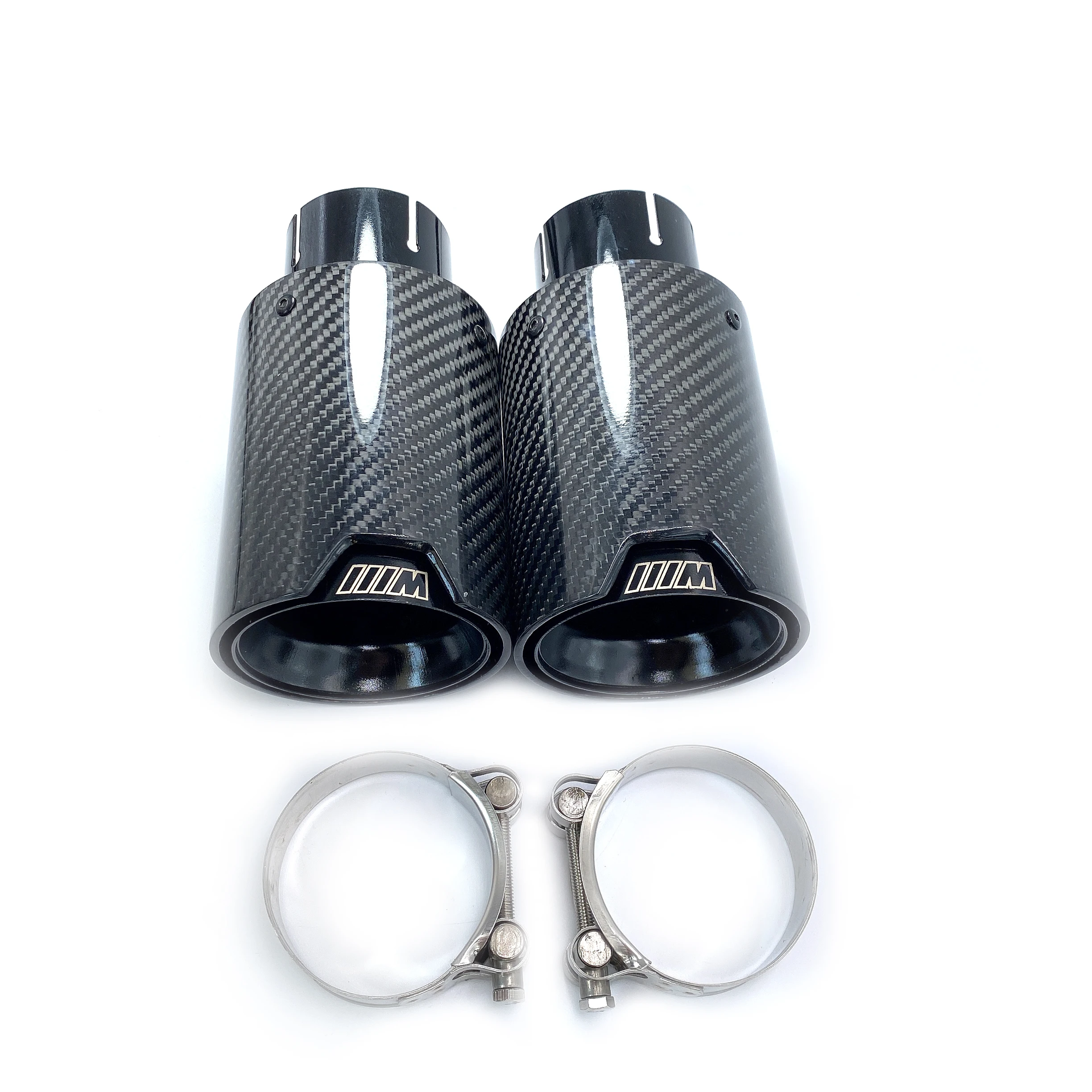 1Piece Glossy Carbon Fiber Rear Tail Exhaust Pipe Muffler Tip Exhaust For M Series 1234567 Series Modification