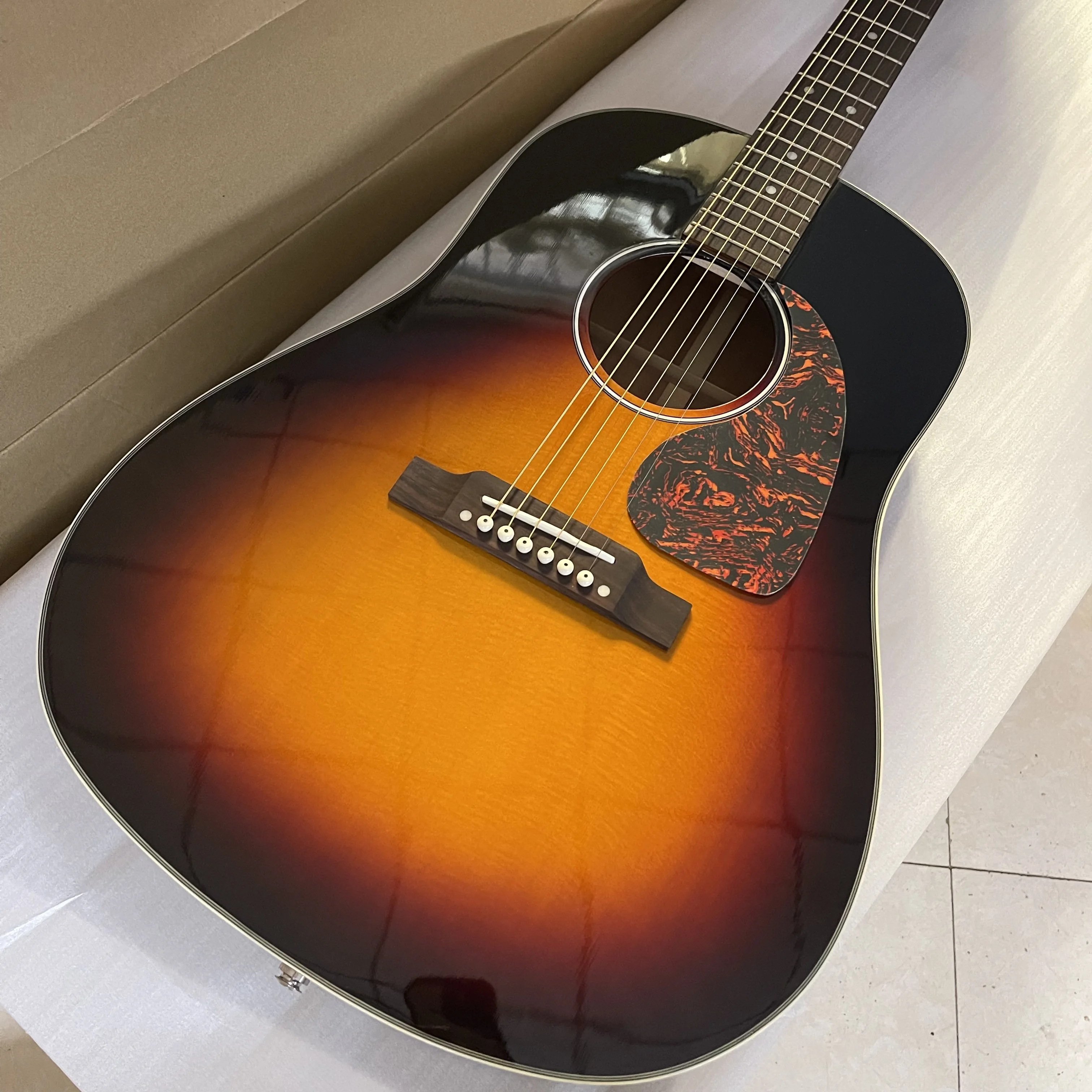 New Arrival J45 Acoustic Electric Guitar With Bone Nut/Saddle With 301 In Sunburst J-45