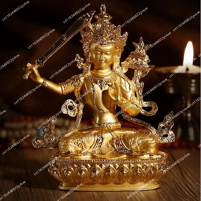

Amazing Exquisite Gilt Gautama Smart wisdom Manjushri Buddha Statue Tibetan Tantric Alloy Figurine on-board Crafts Decoration