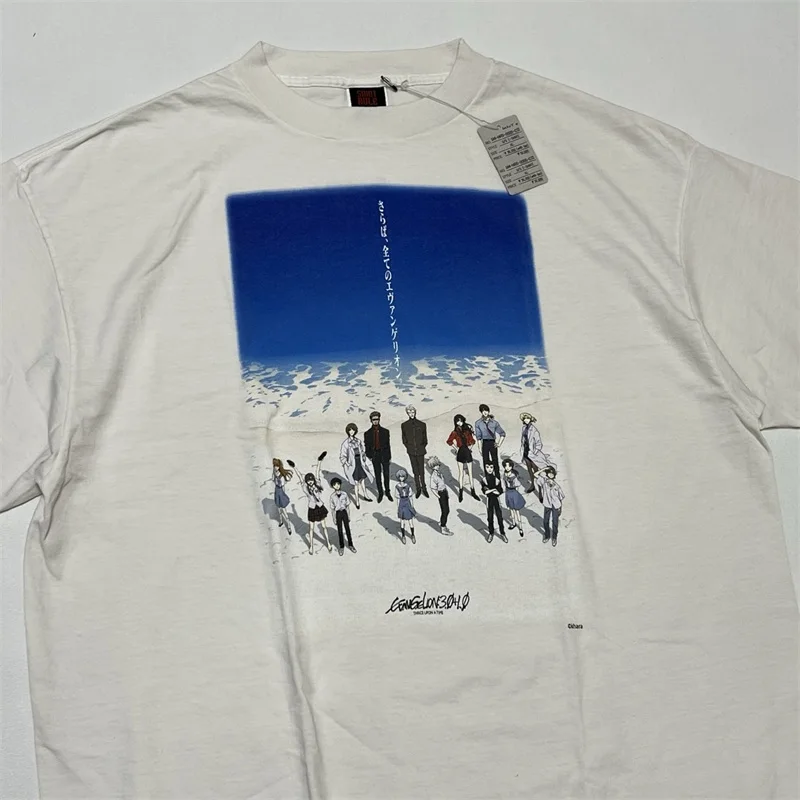 

Футболки с мультяшным принтом SAINT MICHAEL для мужчин и женщин, 1:1, лучшее качество, большие белые футболки в стиле ретро, футболки