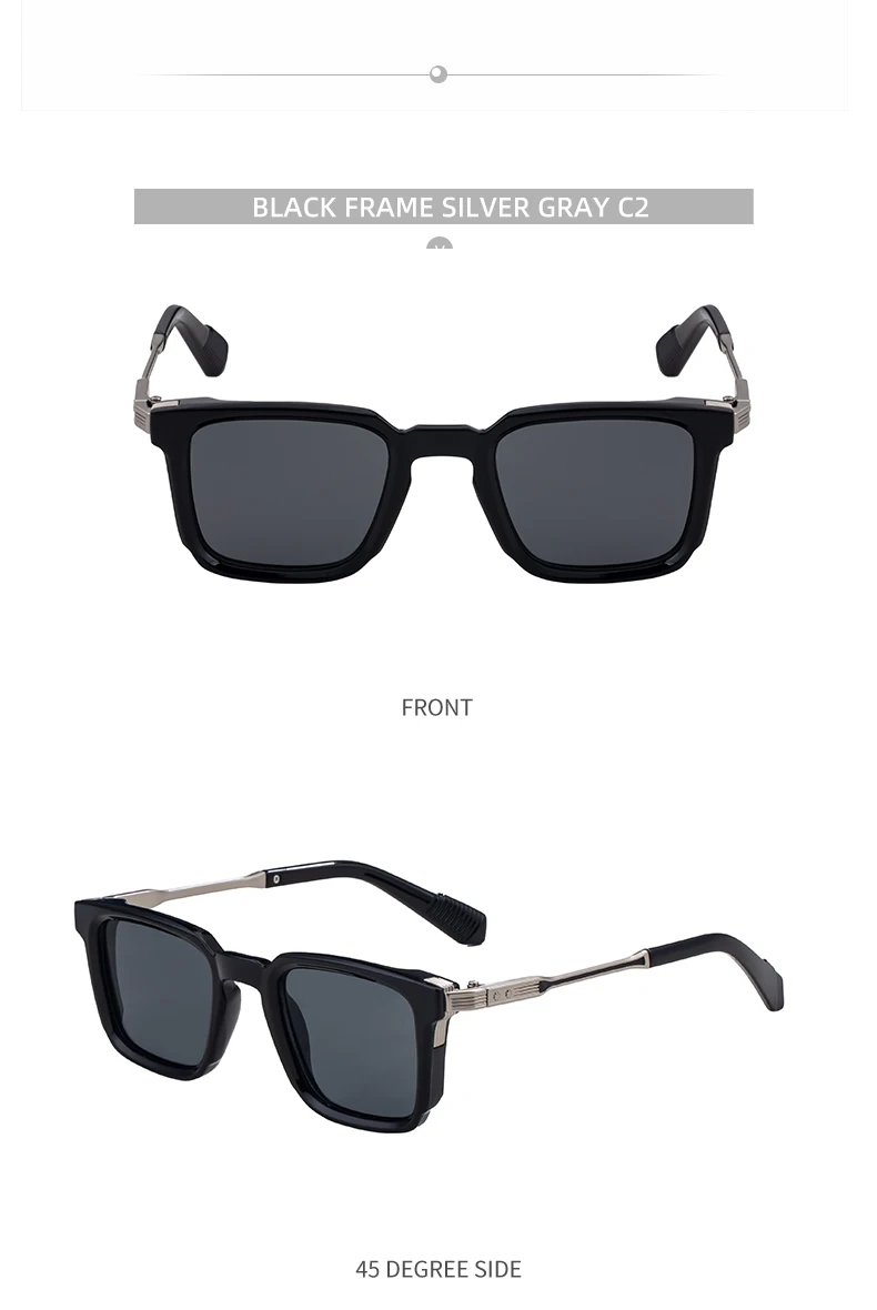 Polarisierte klassische quadratische Sonnenbrille für Herren 2026 – Luxusmarke Steampunk Fahrsonnenbrille für Männer – Vintage Outdoor-Brillen – Detail 15