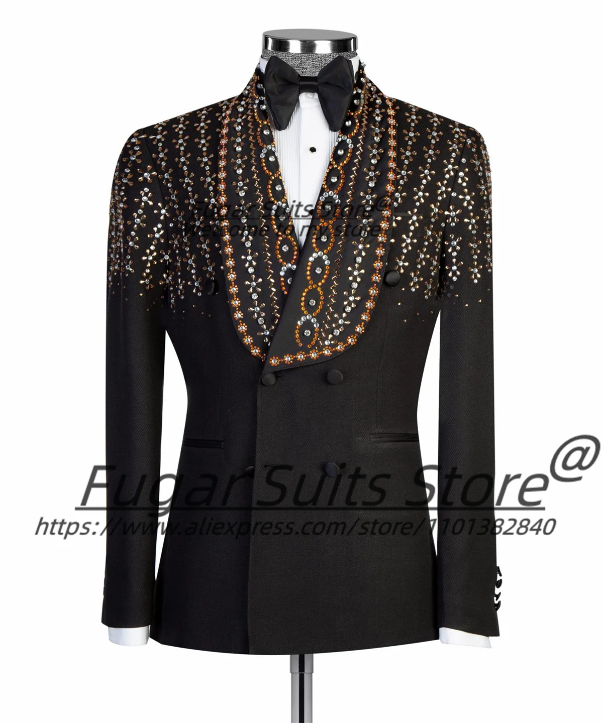 

Magnificent Luxuly Men Suits Slim Fit Shawl Lapel Diamond Groom Wedding Tuxedos 2Pieces Sets Customized Male Blazers Ropa Hombre