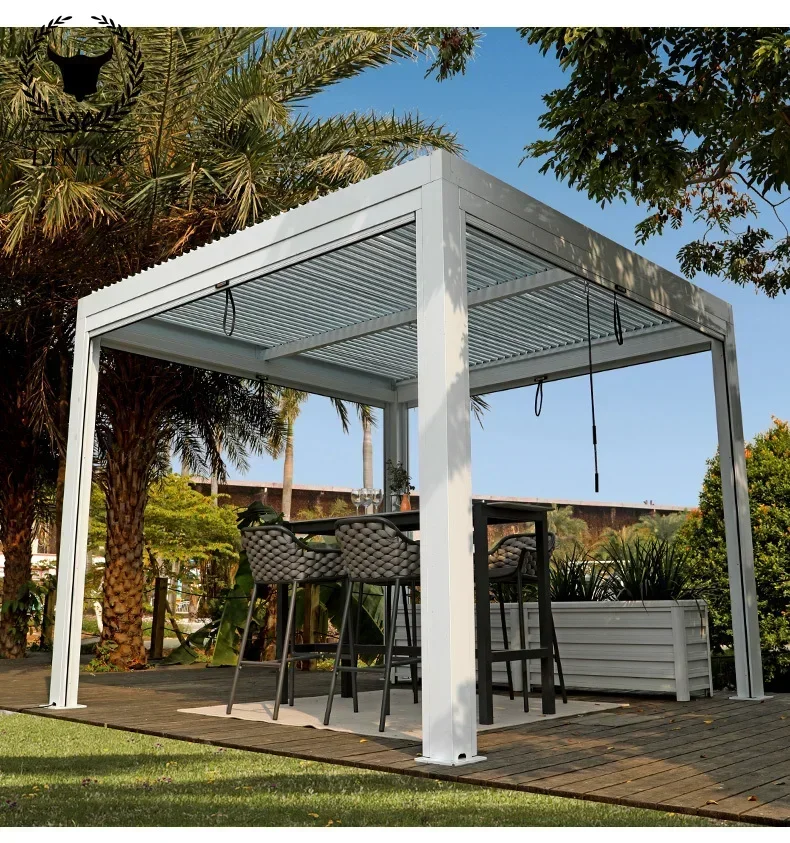 

Modern Waterproof Louver Roof System Kits Electric Gazebo Garden Bioclimatic Outdoor Aluminium Pergola garden arbor tent sunshed