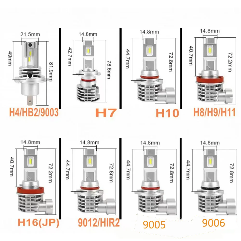 2x18000LM H7 LED لمبة 1:1 حجم صغير رئيس مصباح لاسلكي CSP LED رقائق H7 سيارة LED المصباح لمبة 6000K الأبيض 12 فولت