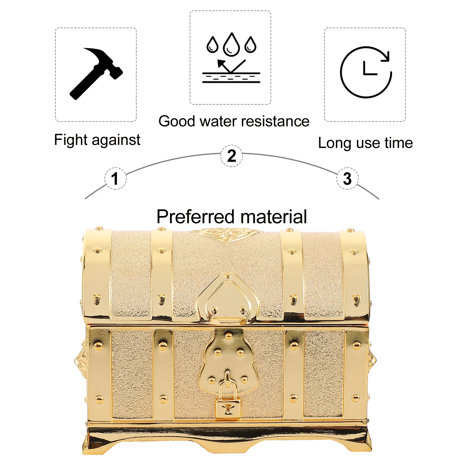 

1Pcs Beautiful Storage Container Hard Wearing Jewelry Box for Long Lasting Lustrous Appearance Retro Treasure Chest