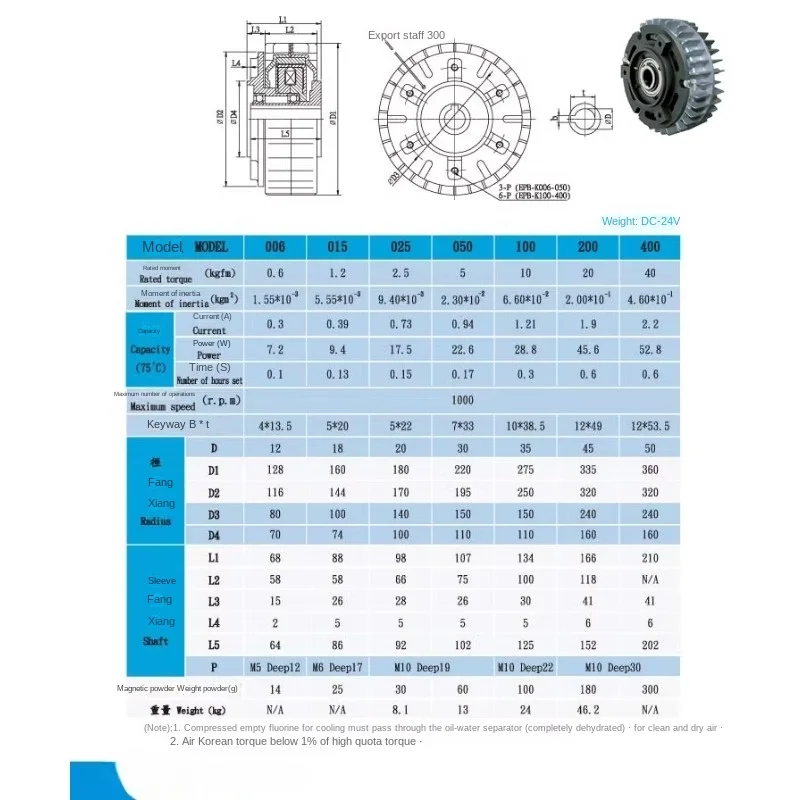 -K-050-100-200-025 Magnetic Particle Brake Taiwan Yanxin Clutch Genuine