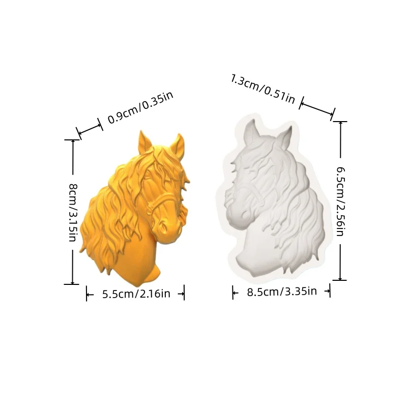 Sculptural Horse Head Baking Silicone Mold with Flowing Mane Texture Design, European Classical Style Dessert Chocolate Decoration Making Mold