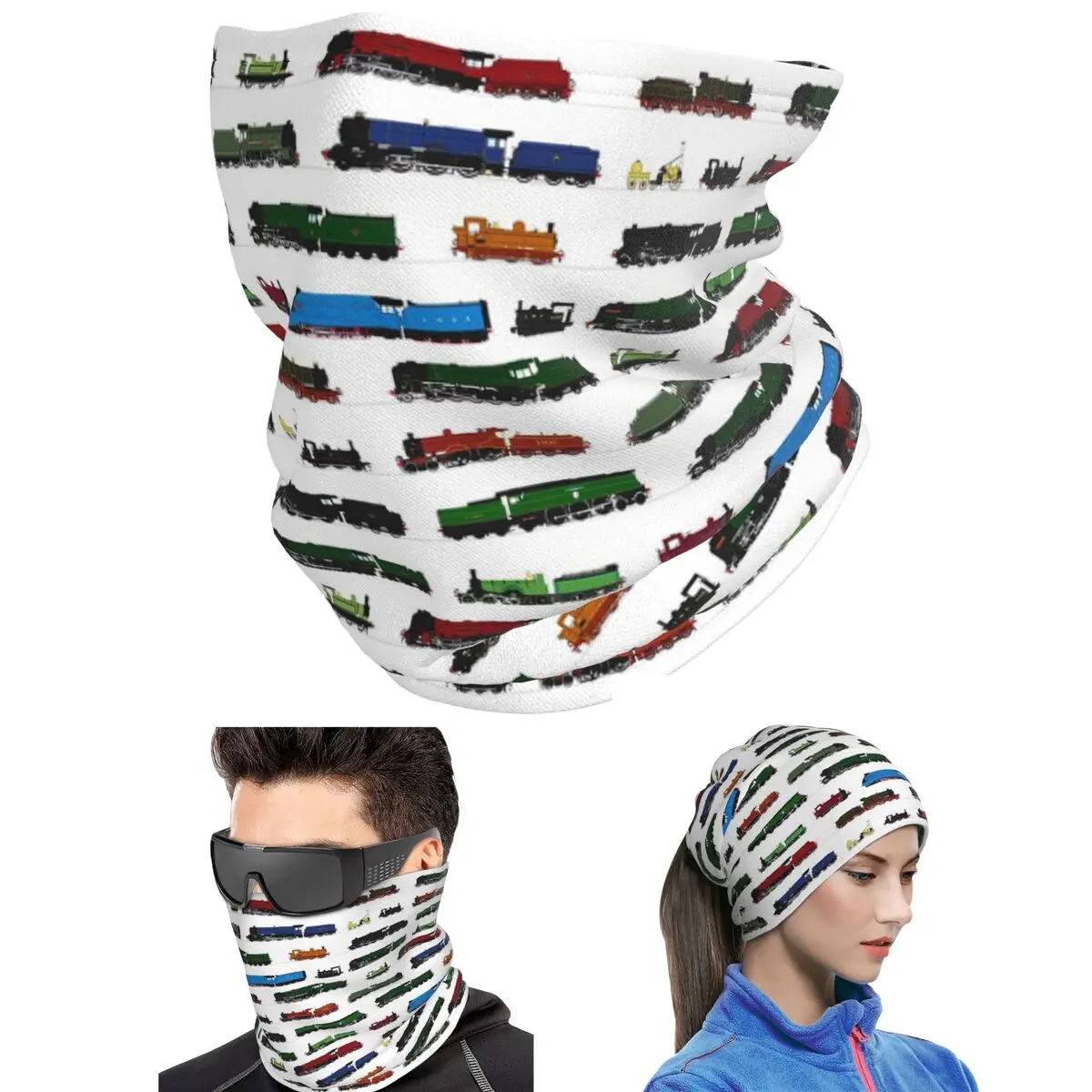 Iconic British Steam Trains Bandana Neck Gaiter Printed Wrap Mask Scarf Hiking Fishing Face Mask For Men Women Adult Winter
