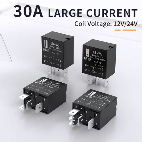 LANBOO relé violeta para coche 12V/24V 30A 4PIN/5PIN 1NO/1NO1NC piezas de modificación de coche