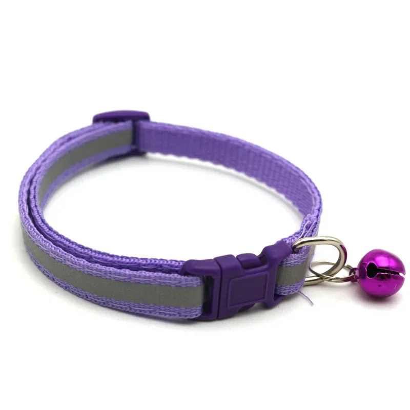 Reflective Kitten Cat Collar with Bell Polyester Colourful Buckle Adjustable Collars for Small Dogs Kitten Accessories Supplies