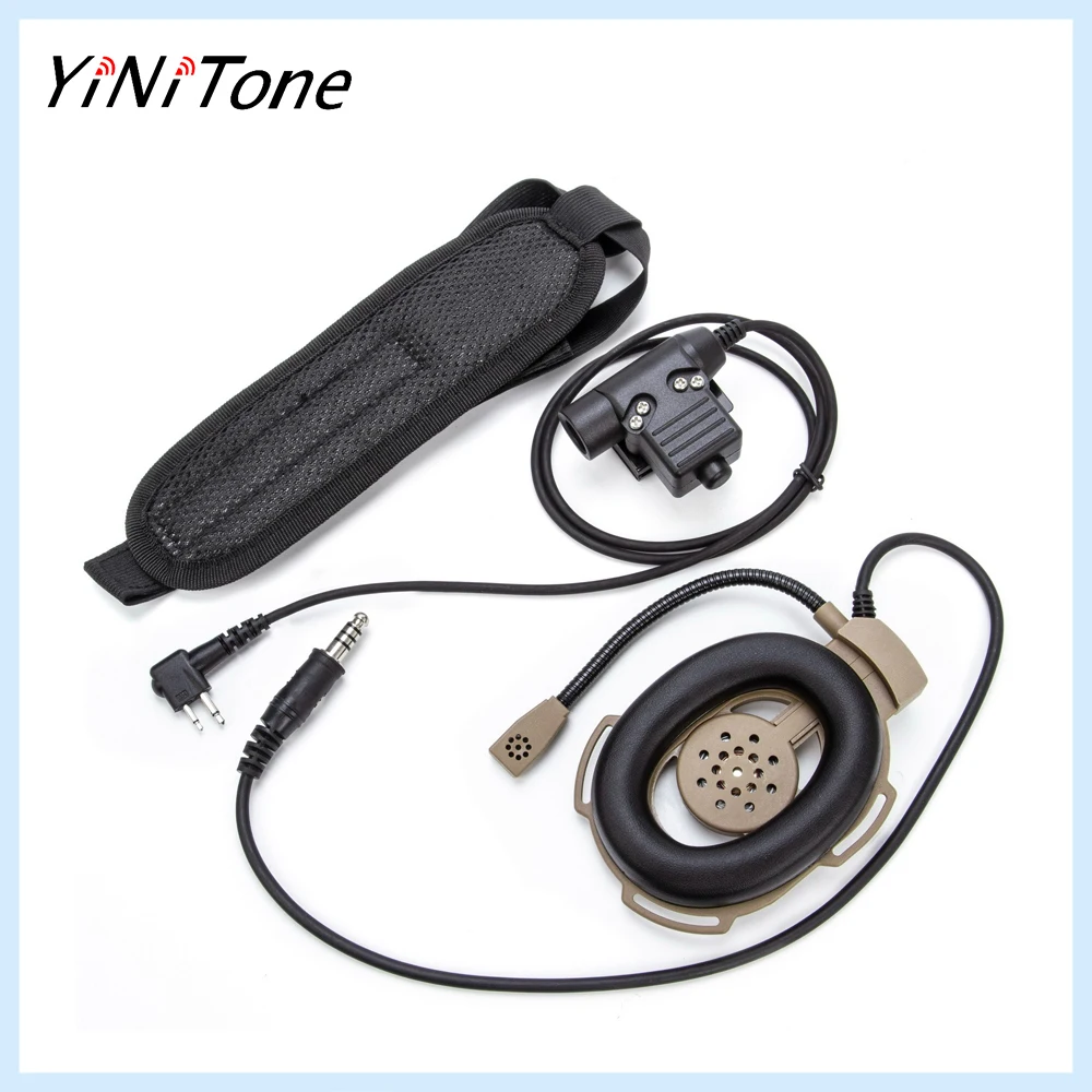 

HD01 Brown Bowman Elite II Two Way Radio 7.1mm Headset Microphone with U94 PTT Adapter for Motorola GP-88 GP-2000 YEASU