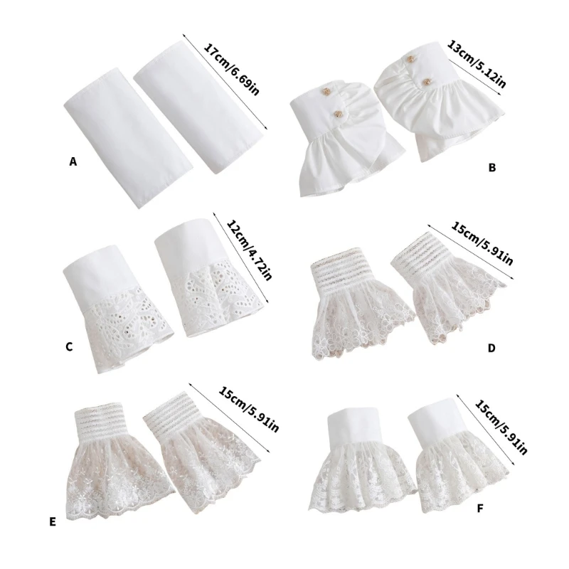 Lace Cuffs Decorative Sleeves for Female Detachable False Sleeves Cuff Extension Trendy Clothing Accessories Arm Decors