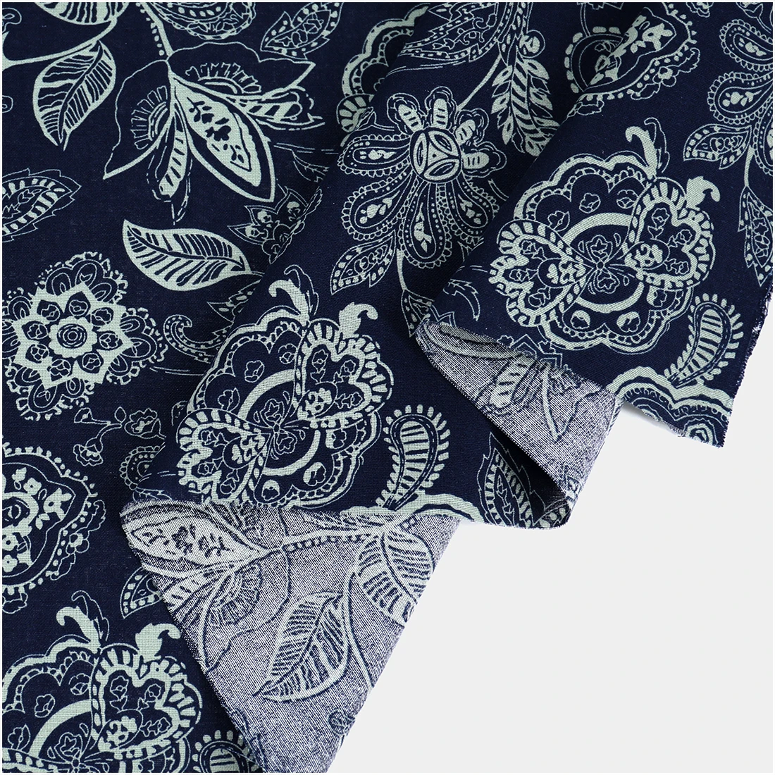 Chinese Style Blue And White Cotton Printed Fabric For Sewing Dress Appareal Bird Flower China Design Decoration Cloth