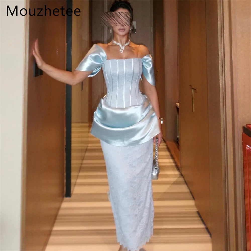 

Mouzhetee Elegant Mermaid Lace Evening Dresses Formal Party Gowns for Women Blue Simple Prom Gown Customized 2026