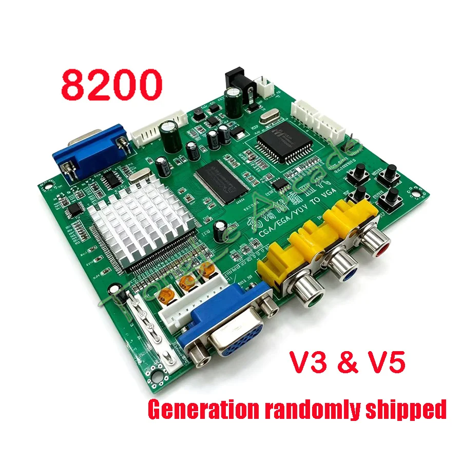 8200 Arcade Game Signal to VGA HD Video Converter Board, Single / Dual Output, Non-Shielded Protection, CGA, YUV, EGA, RGB