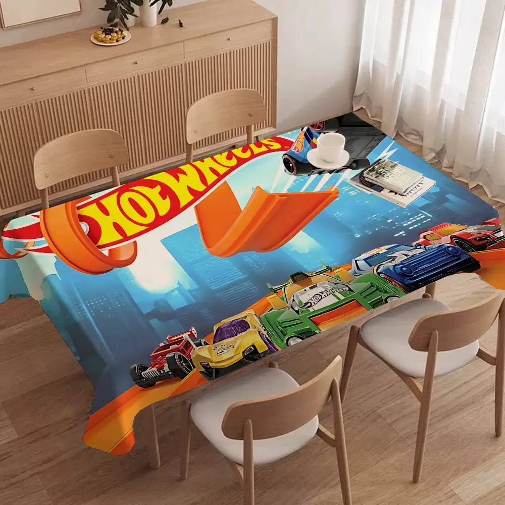 H-Hot Funny W-Wheels Themed Polyester Tablecloths Cute Designs for Home Kitchens Dining Rooms Patios Tablecloth Decoration