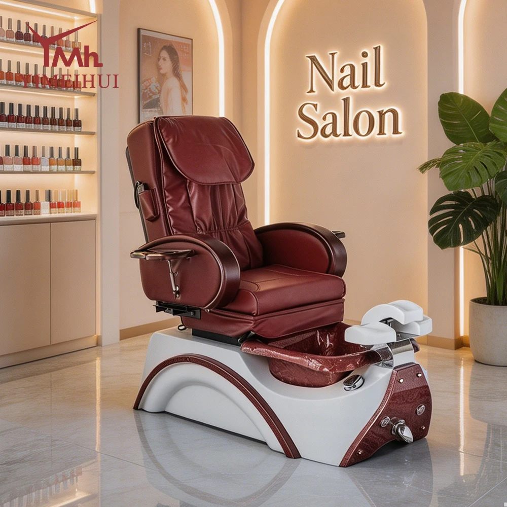 Beauty salon furniture european style electric adjustable massage nail pedicure chair with plumbing 4