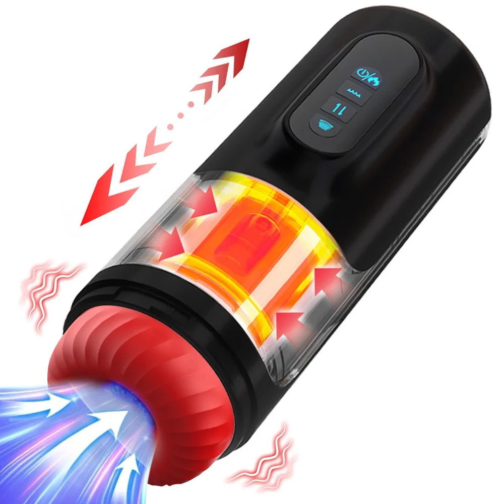 Automatic Male Masturbator Cup Telescopic Sucking Vibrating Heated Penis Blowjob Masturbation Vibrator Adult Sex Toy for Men