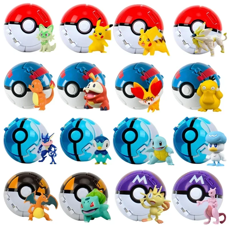 

Pokémon Flip Pet Explosion Poké Ball Cartoon Anime Fire Dragon Jenny Turtle Duck Doll Model Children Toy Boy Kids Birthday Gifts