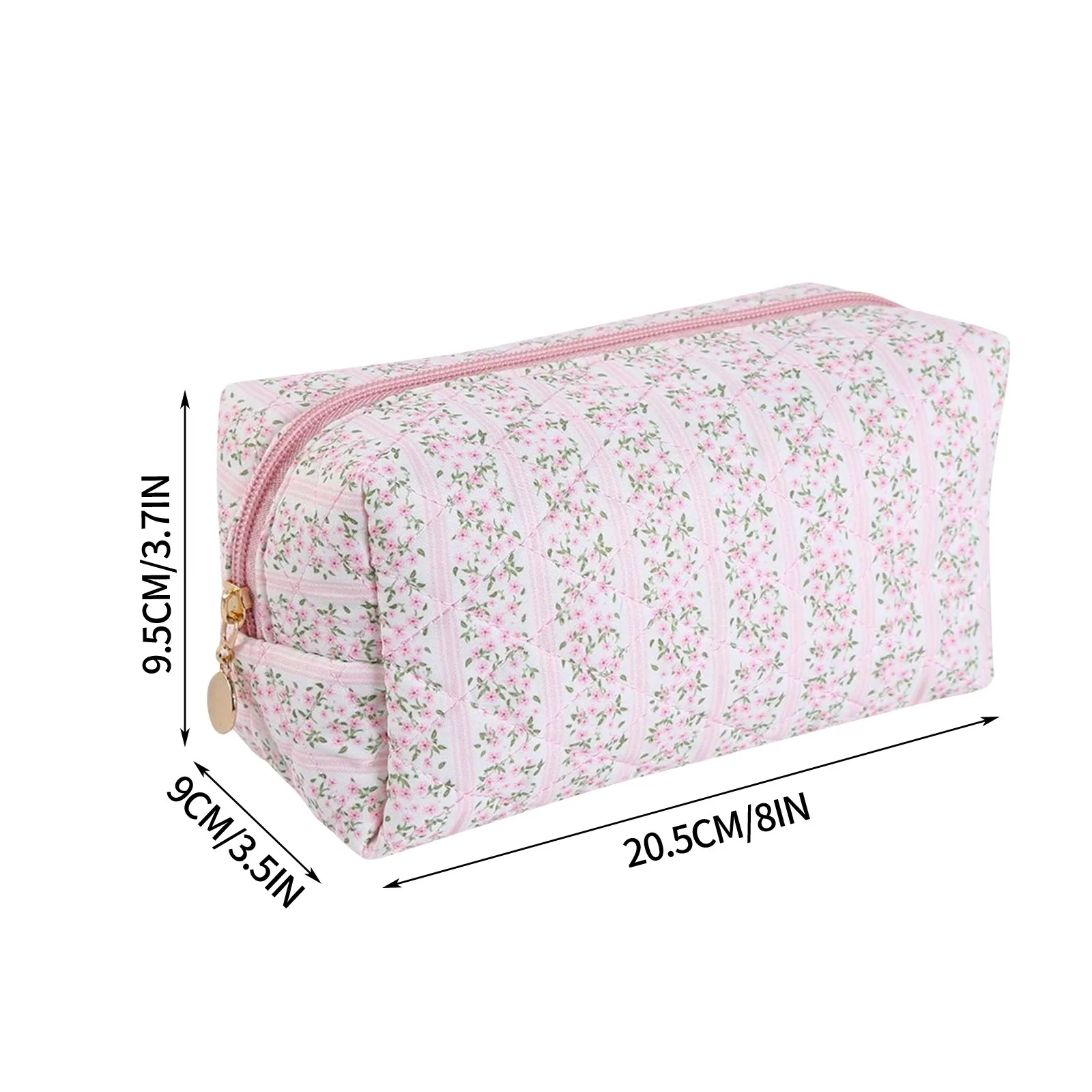 Fashion Floral-pattern Makeup Bag Large Capacity Travel Storage Bags for Women Portable Quilted Cotton Cosmetic Bag