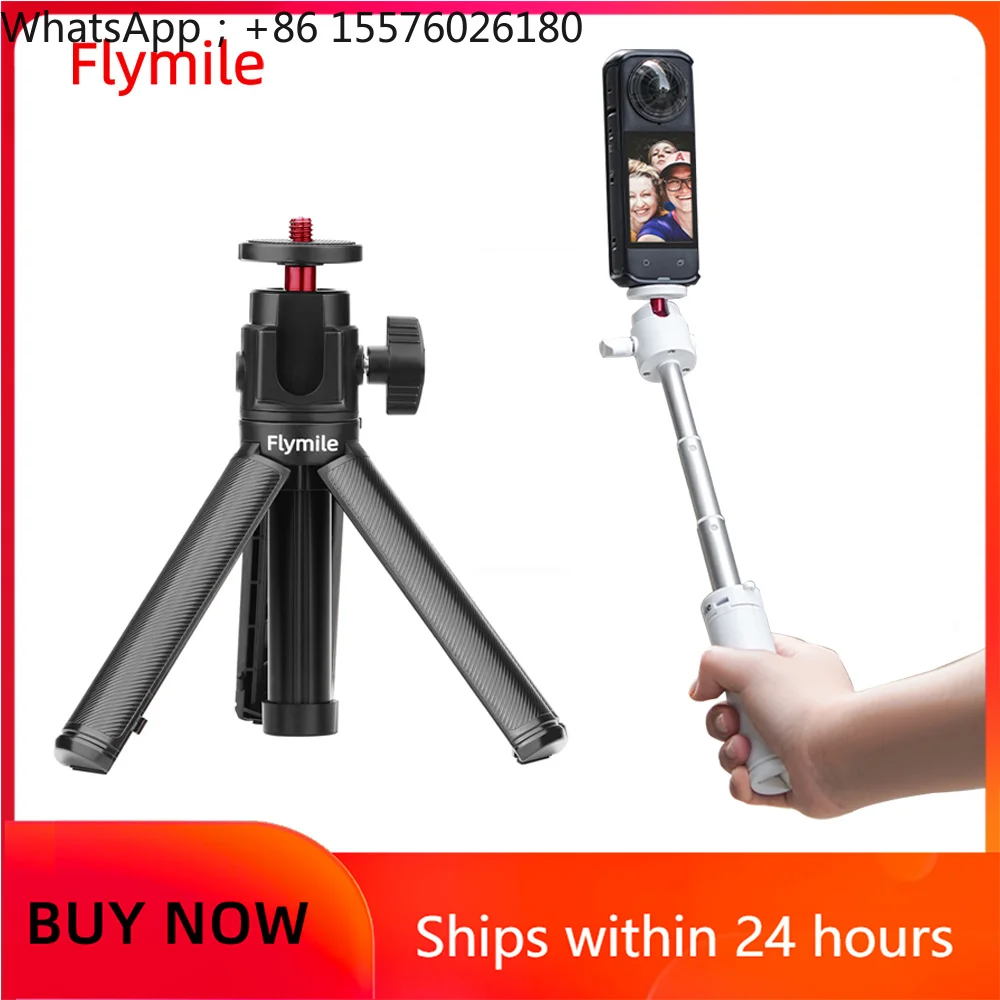 flymile延長ポール三脚ミニ自撮り棒三脚ハンドルグリップ-insta360-x5-dji-pocket-3-action-5-proカメラ-vlog三脚用