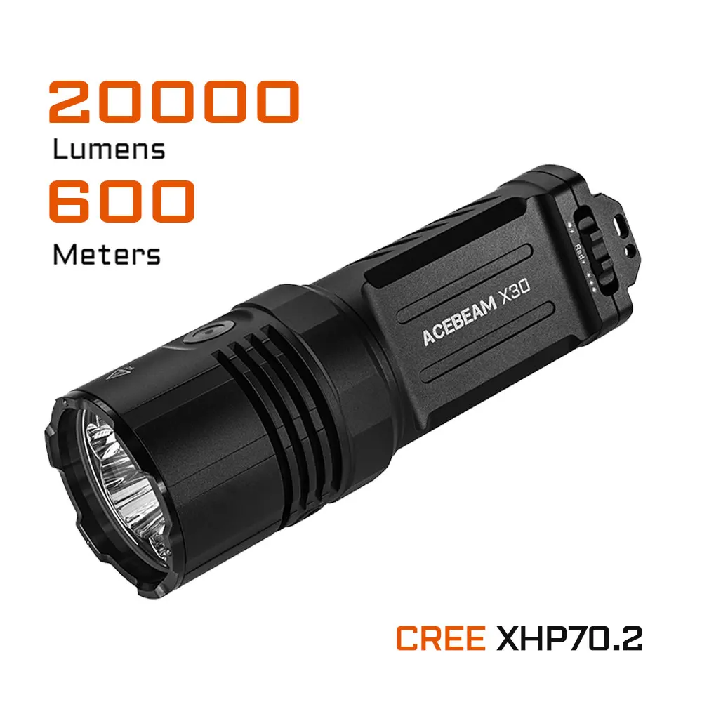 ACEBEAM タクティカル懐中電灯 X30 USB C 充電出力 CREE XHP70.2 LED
