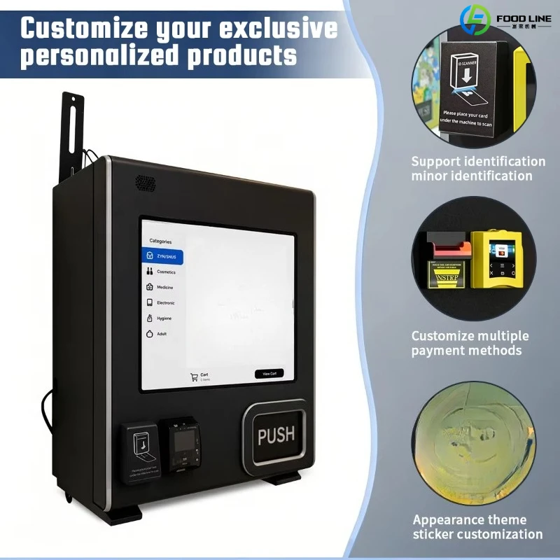 Nightclubs Wall Mounted Vending Machine With Card Reader Age Verification Customized Touch Screen Mini Vending Machine for Sale