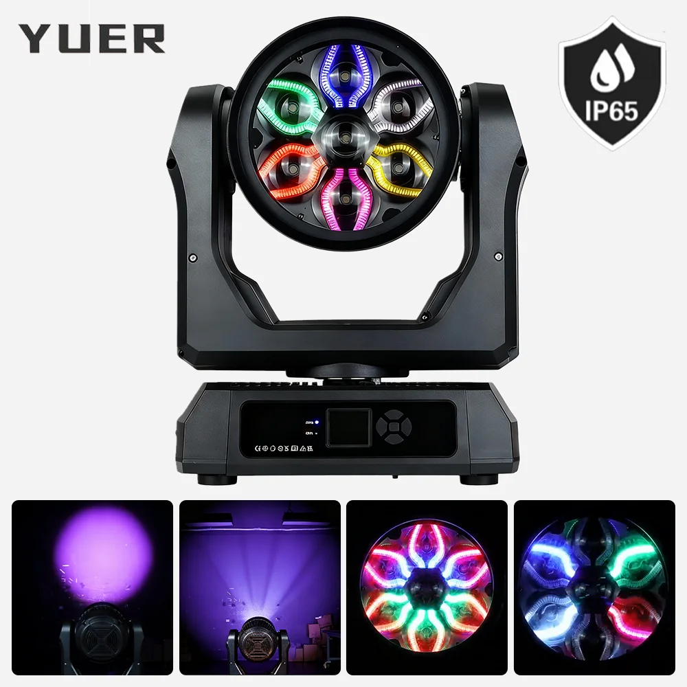 Waterproof 7X60W LED RGBW Zoom Point control Wash Moving head light with ring CMY CTO strobe effect for DJ Disco party bar club