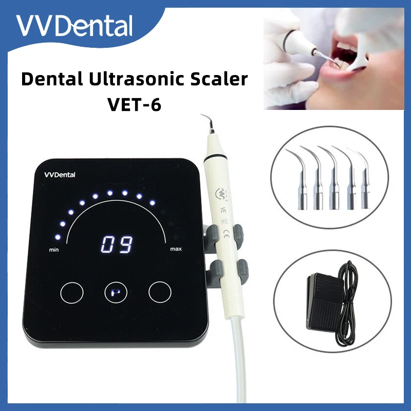 

VVDental Ultrasonic Scaler Instrument With 5 Tips For EMS WOODPECKER Remove Tooth Calculus Smoke Tooth Cleaning Dentistry Tools