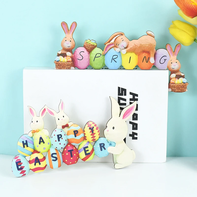 Easter Door Frame Decoration Cartoon Cute Little Rabbit Happy Easter Hello Spring Striped Egg Carrot Decor Easter Party supplies