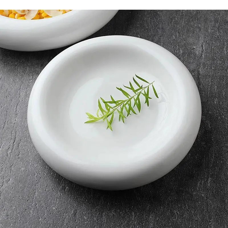 Pure White Ceramic Double-layer Plate Circular Dessert Pasta Snack Plates Restaurant Specialty Tableware