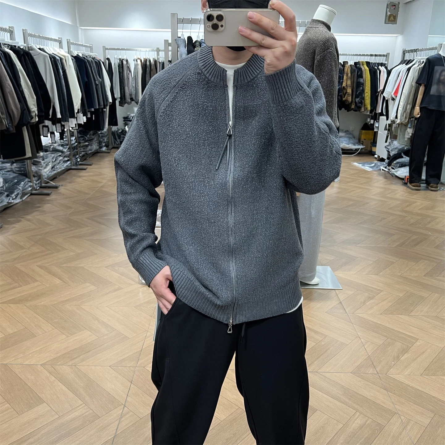 

Knitted Cardigan Men's Loose Fit Vintage American Sle Long Sve Sweater Coat for Commuting Autumn Winter Faion