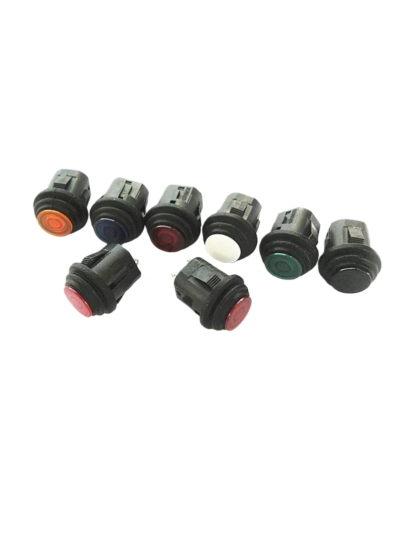 5pcs Waterproof Switch 16MM PB-1605 Card-Type Button Switch With Light, Round Head, Waterproof, Self-Resetting, Self-Locking