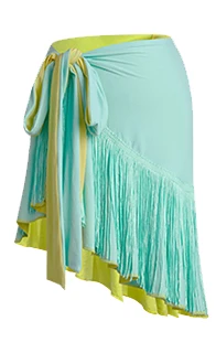 Latin Dance Skirts For Girls One-Piece Wrap Tassel Skirt Children Chacha Rumba Tango Dress Kids Latin Practice Wear