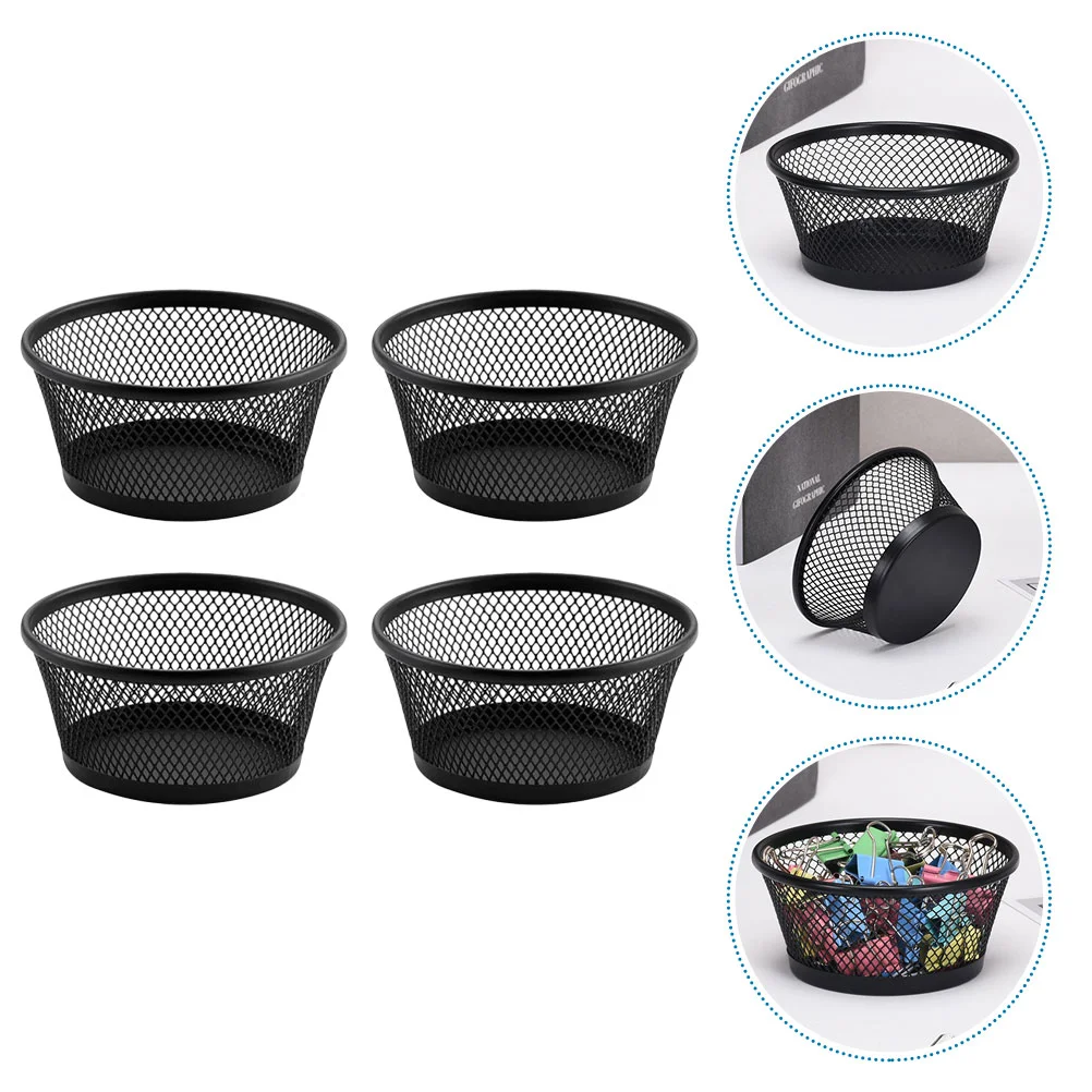 4 Pcs Desk Paper Clip Holder Stationery Storage Box Organizer Holders for School Mesh Black Binder Office Desks