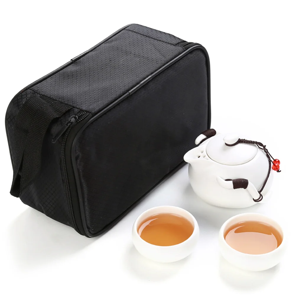 

Travel Tea Set Porcelain Kung Fu Tea Ware Teapot 2 Teacups Travel Bag Portable Lightweight Easy Use Outdoor Gift
