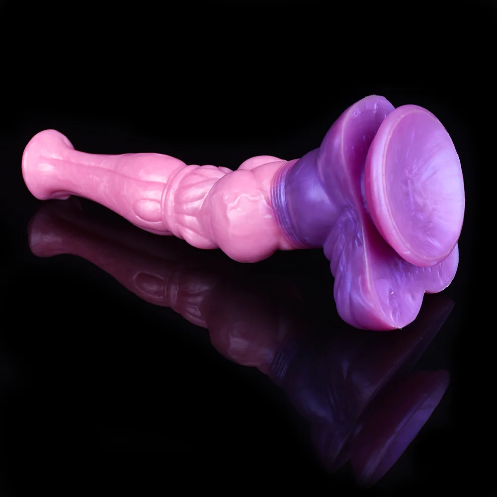 FAAK Fantasy Realistic Horse Penis With Suction Cup Silicone Animal Knot Dildo Multi Color Pink Sex Toys For Women Anal Massage